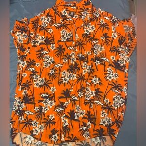 Denver Broncos Orange Floral Hawaiian Shirt